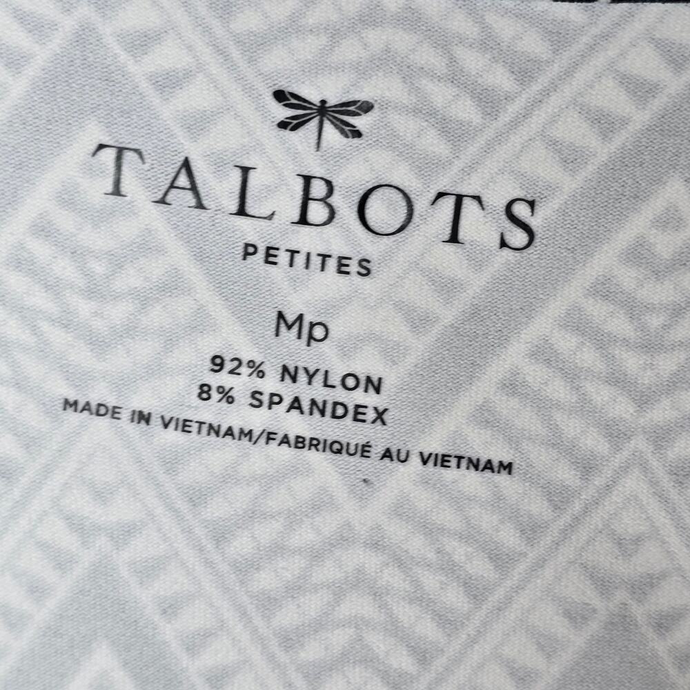 Talbots Black White Zigzag Geometric Print Faux Wrap Dress Size Medium Petite - Picture 4 of 6